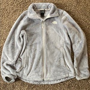 North Face fuzzy light gray jacket